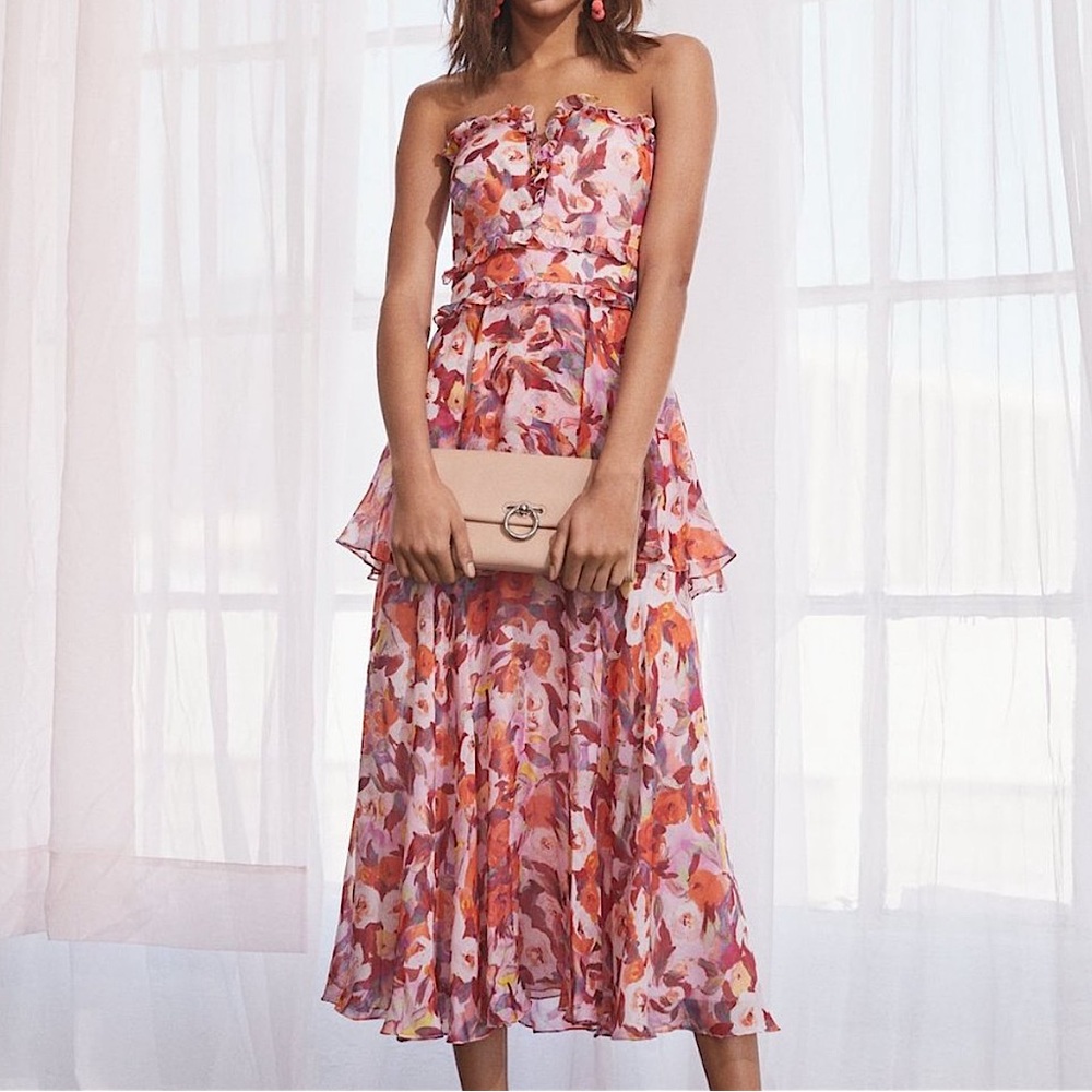 Amur Darla Print Silk Midi Dress